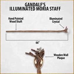 Gandalf's staff with illuminated crystal and wall plaque