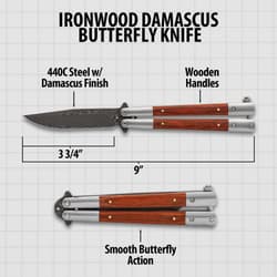 Ironwood Damascus Butterfly Specifications