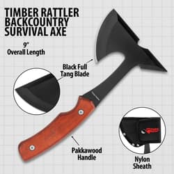 Diagram of Timber Rattler survival axe features