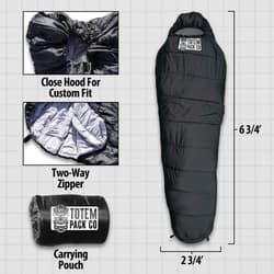 Details and features of the Mummy Sleeping Bag.