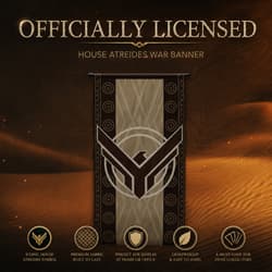 Officially licensed House Atreides war banner on orange background