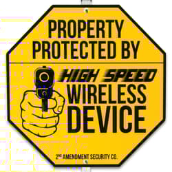 Wireless Device Warning Sign With Stake - Tough Plastic Construction, Weather-Resistant Artwork - 29” Tall