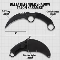 Diagram of Delta Defender Shadow Talon Karambit with sheath