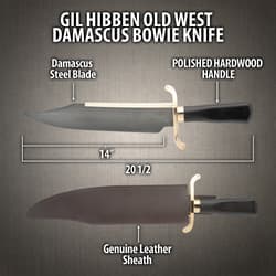 Gil Hibben Old West Bowie Knife Damascus