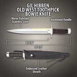 Gil Hibben Old West Toothpick Bowie Knife and Leather Sheath