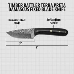 Diagram of Timber Rattler knife with dimensions