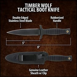 Timber Wolf Tactical Boot Knife with Clip-on Leather Sheath