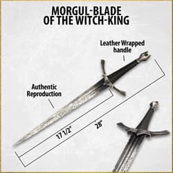 Morgul-blade with measurements and labeled features