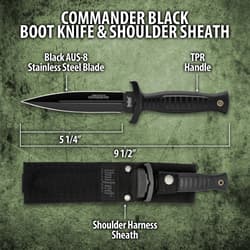 United Cutlery Commander Black Boot Knife and Shoulder Sheath