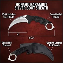 United Cutlery Honshu Karambit Silver Boot Sheath