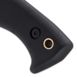 The black, ergonomic TPR handle offers a contoured and textured grip for a secure hold when using it