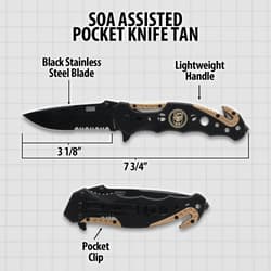 Diagram of SOA pocket knife with measurements
