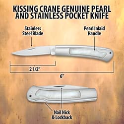 Kissing Crane Genuine Pearl And Stainless Pocket Knife