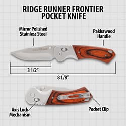 Diagram of Ridge Runner pocket knife with measurements