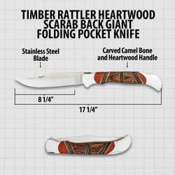 Diagram of folding knife with measurements and material details