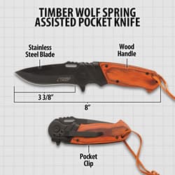 Diagram of Timber Wolf pocket knife with dimensions