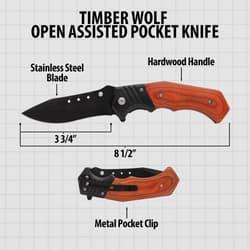 Diagram of Timber Wolf pocket knife with dimensions