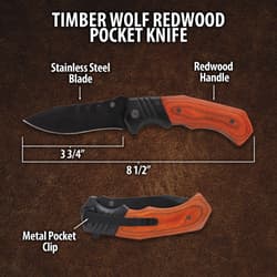 Diagram of Timber Wolf pocket knife with dimensions