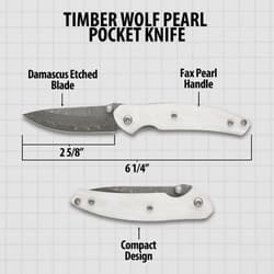 Diagram of Timber Wolf Pearl Pocket Knife with dimensions