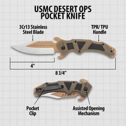 A detailed look at the pocket knife's blade and handle pommel