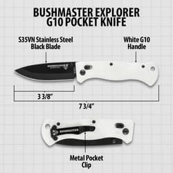 Details and features of the Bushmaster Titanium Voyager Pocket Knife.