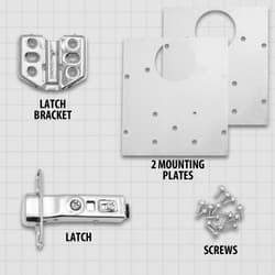 A photo showing the parts of the hinge repair kit.