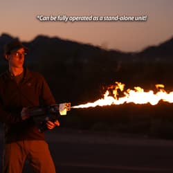 The flamethrower in hand-held use