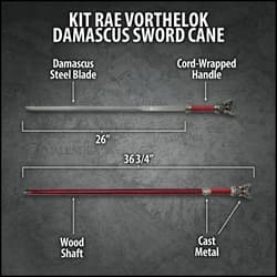 Vorthelok Folded Damascus Sword Cane