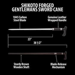 Shikoto Forged Gentlemans Sword Cane 1045 Carbon