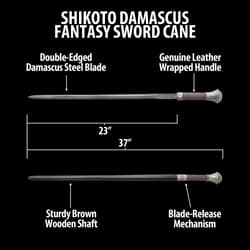 Shikoto Damascus Fantasy Sword Cane