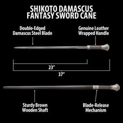 Shikoto Damascus Fantasy Sword Cane