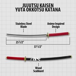 Diagram of katana with measurements and labels