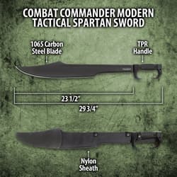 Combat Commander Modern Tactical Spartan Sword - 1065 Carbon Steel