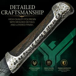 Close-up of crysknife handle with detailed craftsmanship