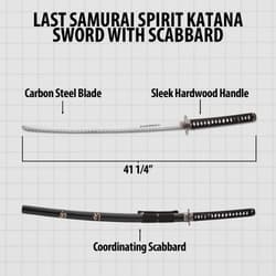 Diagram of Last Samurai Spirit Katana with dimensions and features
