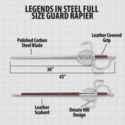 Diagram of full-size guard rapier with measurements