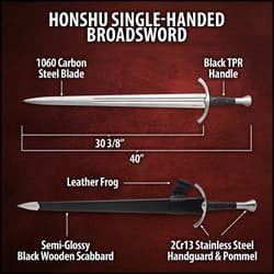 Diagram of Honshu single-handed broadsword with specs