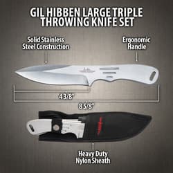 Gil Hibben Large Triple Throwing Knife Set