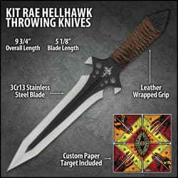 Kit Rae HellHawk 9 3/4 Inch Throwing Knife Triple Set