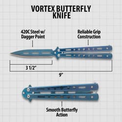 Blue Vortex Butterfly Knife specifications