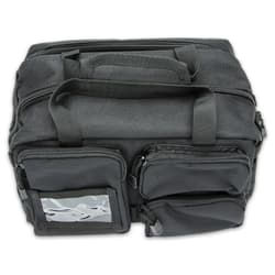 Made with tough Denier polyester, the bag is MOLLE compatible with loops on the back and sides and a carry handle