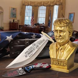 Gold bust, knives in an office setting