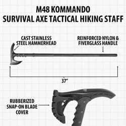 M48 Kommando survival axe with labeled features