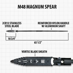 Diagram of M48 Magnum Spear with dimensions and features