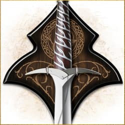 A mounted display of Orcist's sword.