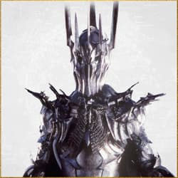 Armored figure with spiked helmet and shoulder plates