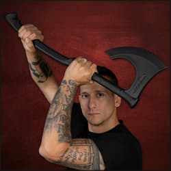 Full image of a person holding the Training Axe.