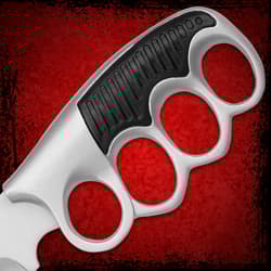 Close-up of knife handle with knuckle grip