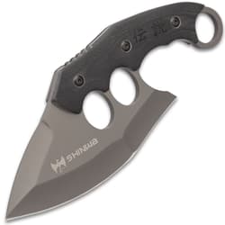 Shinwa Yaobai Ulu Knife And Sheath - 3Cr13 Stainless Steel Blade, Non-Reflective Finish, G10 Handle Scales - Length 7 3/4”