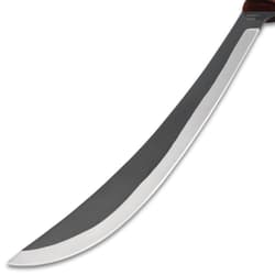 A view of the knife's two-toned blade